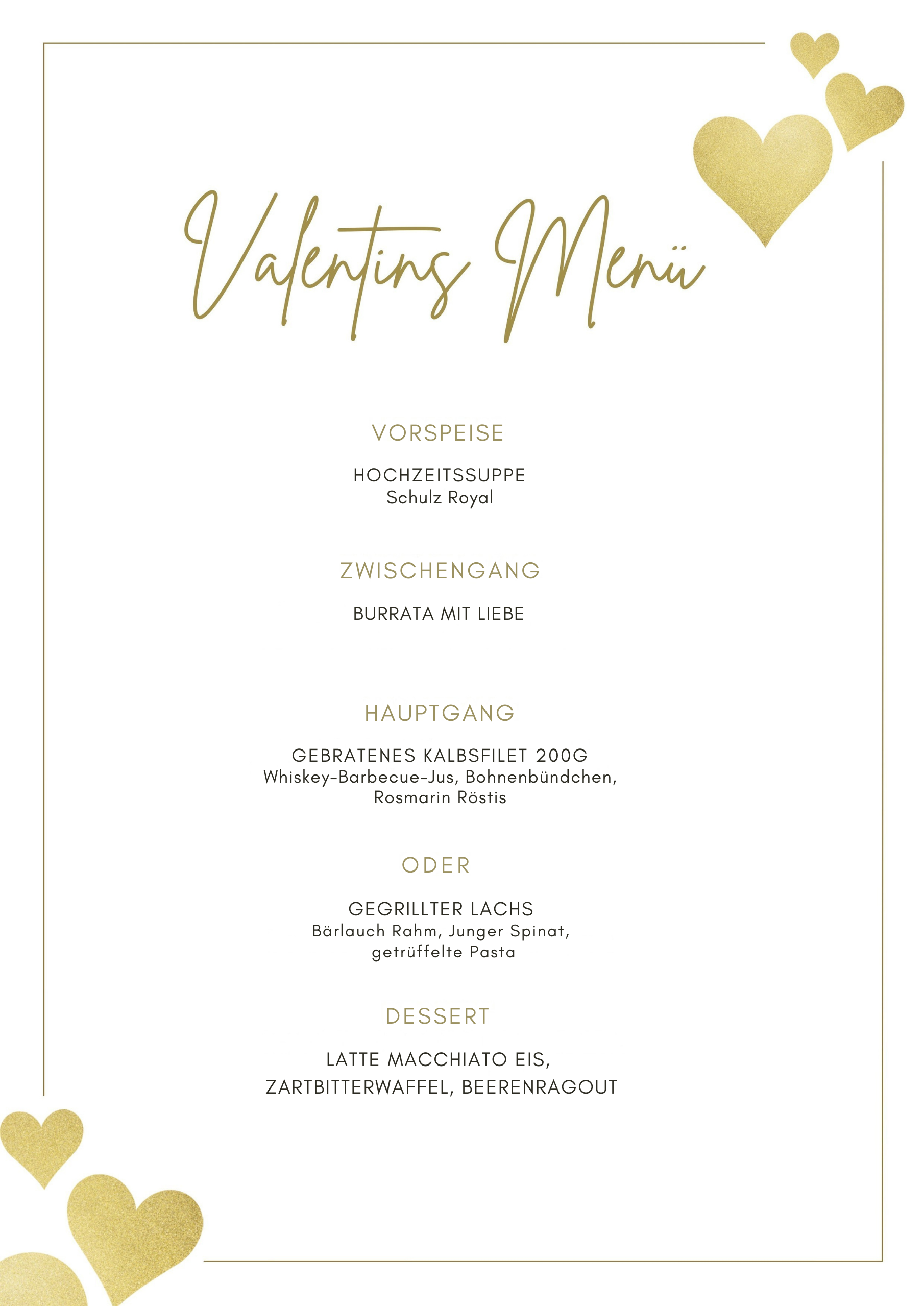 Valentinstags Menü